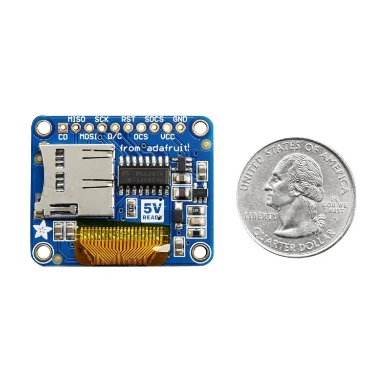 Adafruit Industries Mini Colour OLED 0.96 inch 16-bit 96x64 Pixel SPI Display with MicroSD Card Holder 684