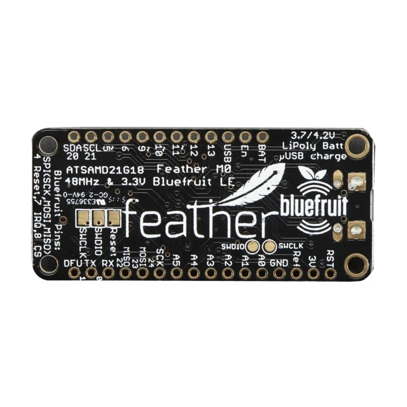 ADAFRUIT INDUSTRIES Microcontroller Development Board Feather M0 Bluefruit LE MCU 3.3V, 256KB Flash, ATSAMD21G18 2995