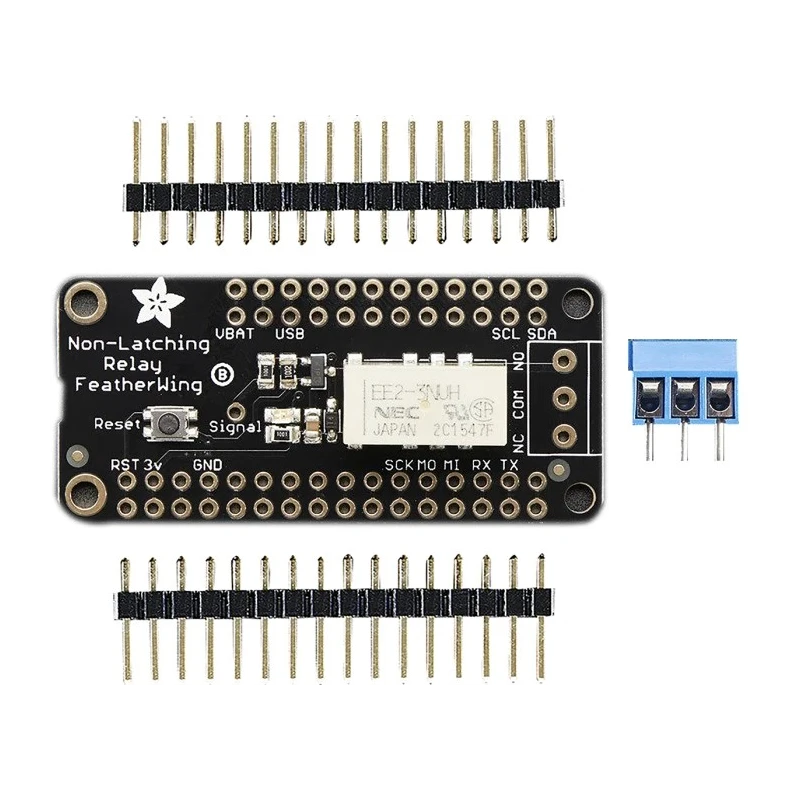 ADAFRUIT INDUSTRIES FeatherWing Non-Latching Relay Board for Adafruit Feather Development Board 5V 2A 250V AC 2895