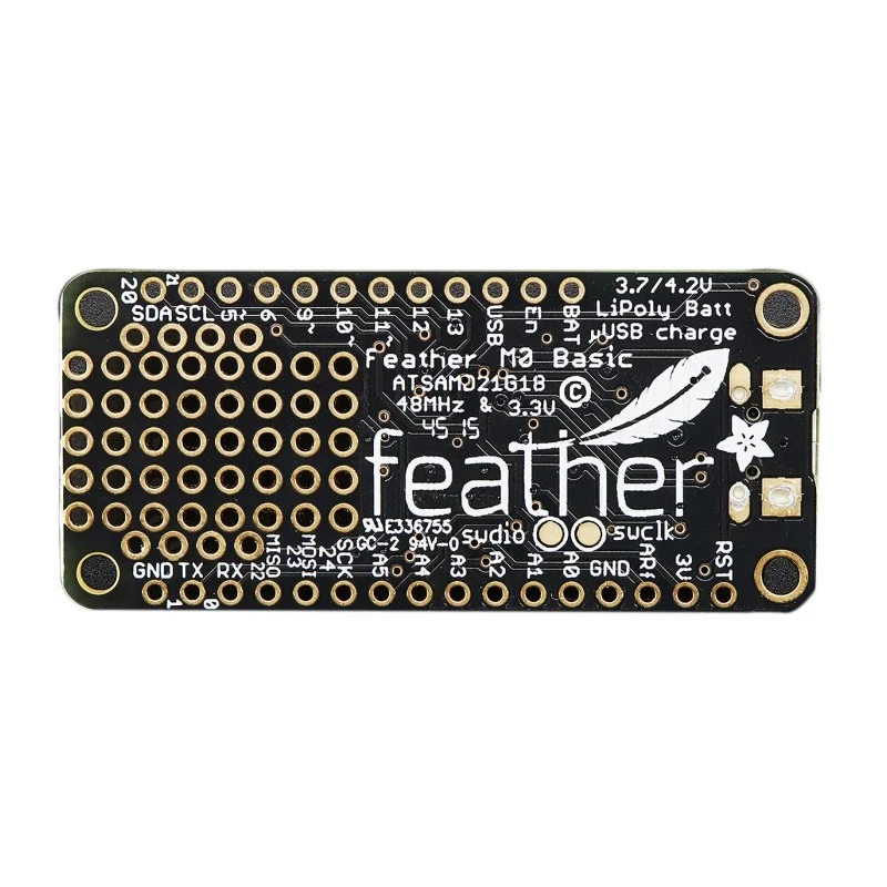 ADAFRUIT INDUSTRIES MCU Development Board Feather M0 Basic Proto 3.3V 256KB Flash 32KB RAM Cortex M0 48MHz 2772