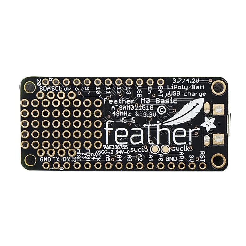 ADAFRUIT INDUSTRIES MCU Development Board Feather M0 Basic Proto 3.3V 256KB Flash 32KB RAM Cortex M0 48MHz 2772