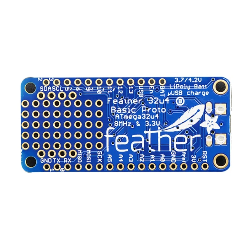 ADAFRUIT INDUSTRIES Microcontroller Development Board Feather 32u4 Basic Proto 2771 ATmega32u4 MCU 8 MHz 3.3 V Logic