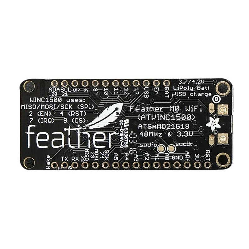ADAFRUIT INDUSTRIES Feather M0 WiFi Development Board Cortex M0 MPU ATSAMD21G18 48 MHz 3.3V Logic 256 KB Flash 32 KB RAM 3010