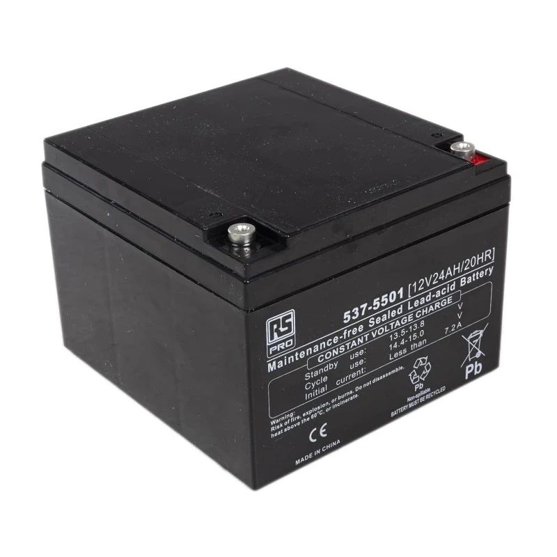 RS PRO 12 V Sealed Lead Acid Battery, 24 Ah Capacity, AGM Construction, T12 Terminal, 125mm x 166mm, 7.2kg Weight 537-5501