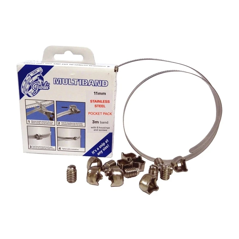 Jubilee 9 Piece Stainless Steel 304 Grade Hose Clip Banding 9.5 mm to 25 mm MB1807