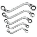 RS PRO Ratchet Spanner Set 5-Piece 10 x 12 To 19 x 22 mm Chrome Vanadium Steel 537-5911