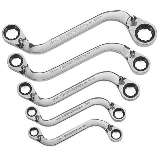 RS PRO Ratchet Spanner Set 5-Piece 10 x 12 To 19 x 22 mm Chrome Vanadium Steel 537-5911