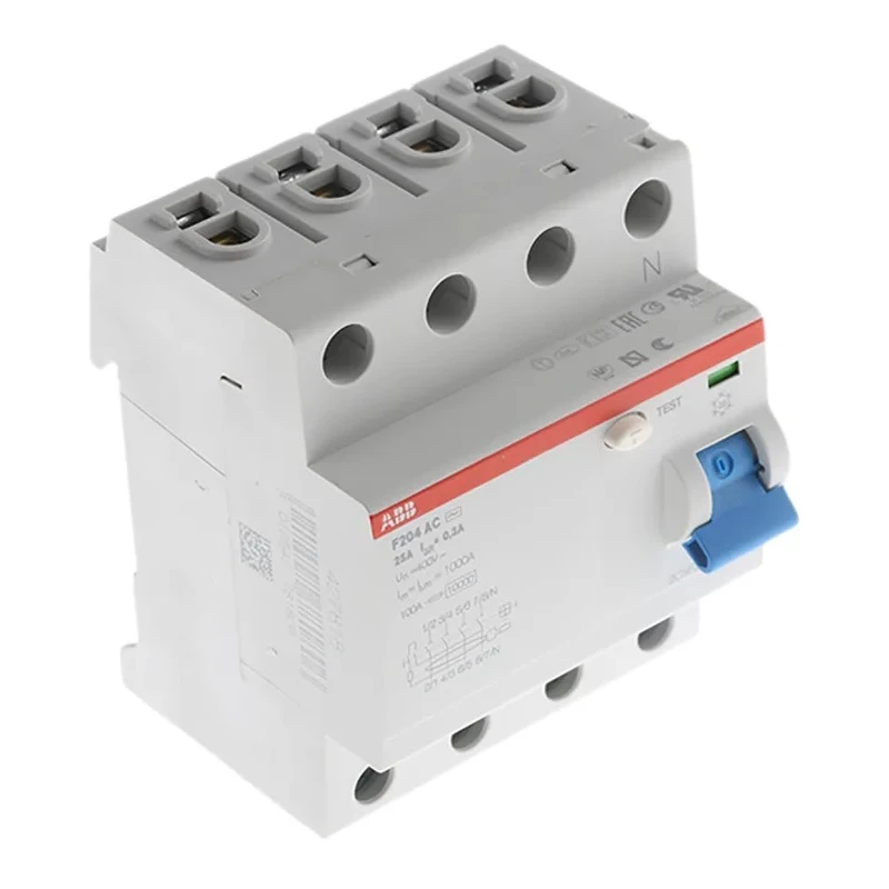 ABB F200 Series Residual Current Circuit Breaker 25A 4-Pole 300mA Type AC 400V AC 2CSF204001R3250 F204 AC-25/0,3