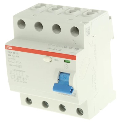 ABB Residual Current Circuit Breaker 40A 4-Pole 300mA Type AC 400V F200 Series 2CSF204001R3400 F204 AC-40/0,3