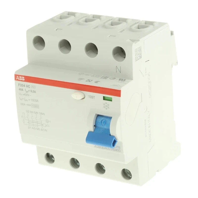 ABB Residual Current Circuit Breaker 40A 4-Pole 300mA Type AC 400V F200 Series 2CSF204001R3400 F204 AC-40/0,3