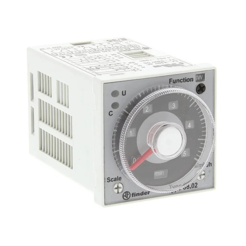 Finder 88 Series Panel Timer Relay, 2-Contact, 12 to 240 V DC 230V AC, 24 V AC, 0.05-10 s/min/h, DPDT, 15A 88.02.0.230.0002