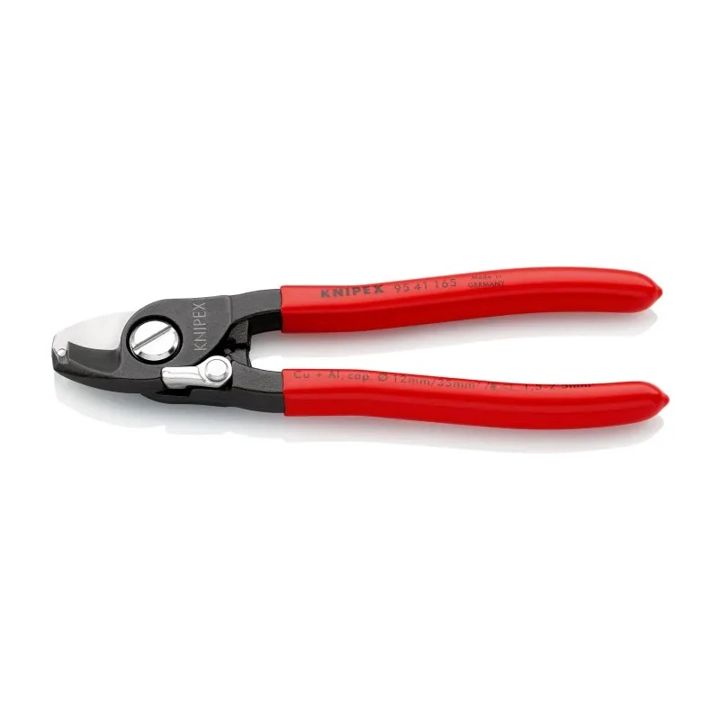 Knipex Flush Cable Cutter 165mm, Tool Steel Jaw, Plastic Coated Grip, Maximum Cutting Capacity 12mm 95 41 165