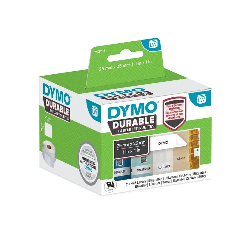 Dymo Label Roll White Black Print 25 mm Width 1700 Labels Per Roll 2112286