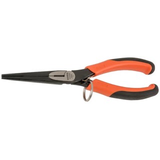 Bahco Long Nose Plier, Snipe Nose, Steel, 200mm Overall Length, 72mm Jaw Length, 4mm Jaw Width, 45° Nose Angle TAH2430G-200