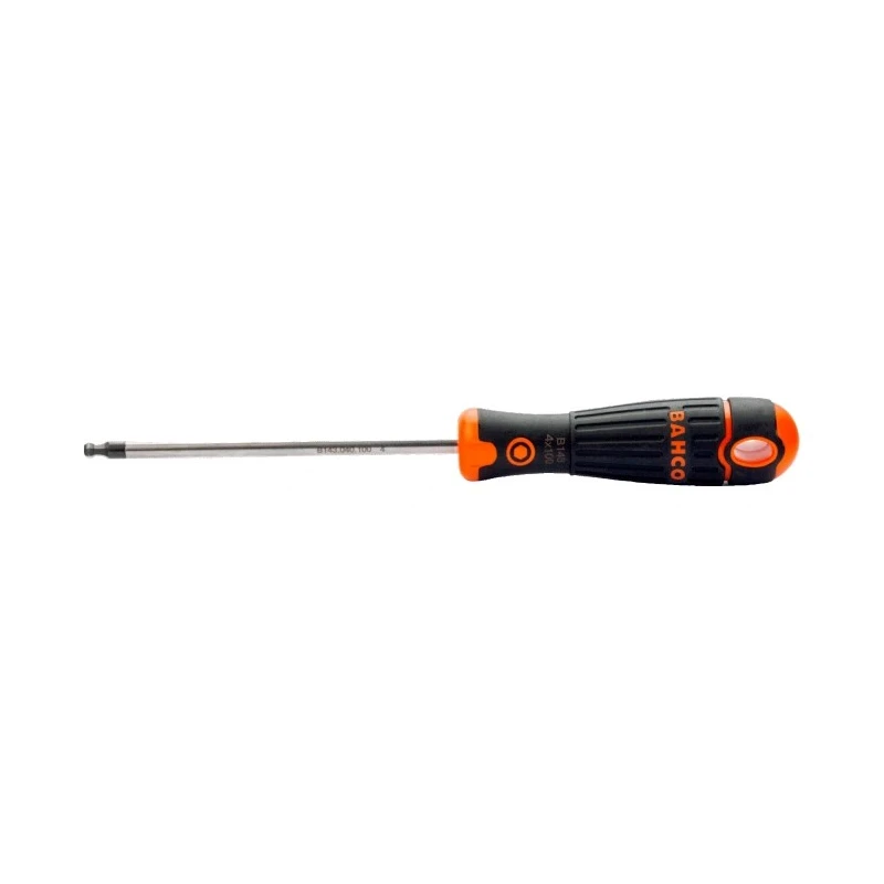 Bahco Standard Screwdriver, Insulated, 4 mm Tip, 100 mm Blade Length, 195 mm Overall Length B143.040.100