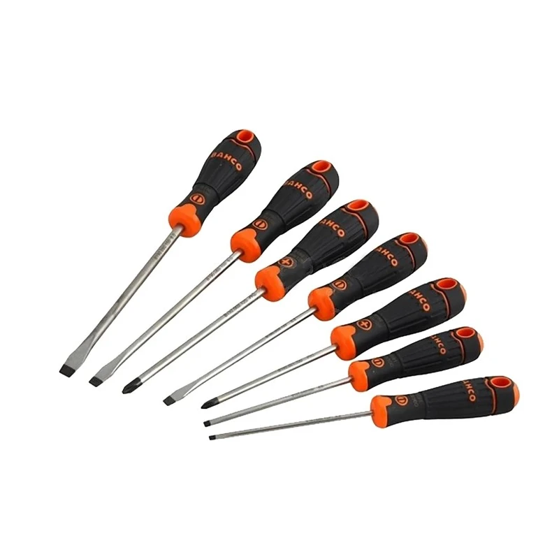 Bahco Phillips and Slotted Standard Screwdriver Set with Two-Component Handle, 7-Piece B219.017