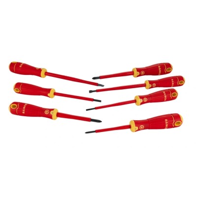 Bahco Insulated Phillips and Slotted Screwdriver Set 7-Piece VDE Certified IEC 60900 Spain B220.007