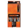 Bahco Pozidriv Standard Screwdriver Set, 6-Piece, Tip Sizes 0.5x3 mm to 1.2x6.5 mm, Model B219.016
