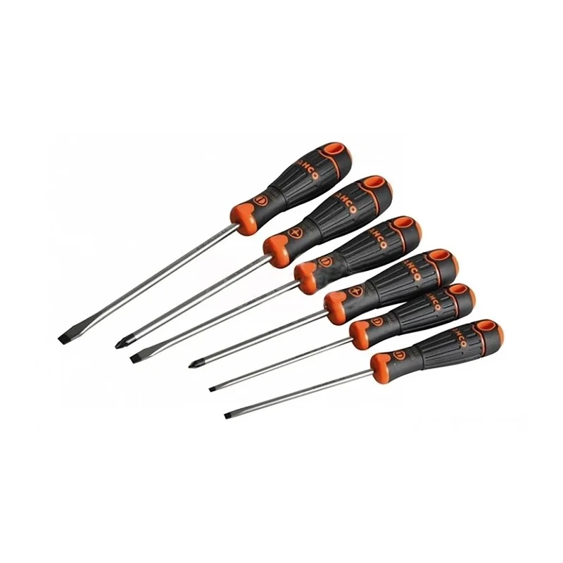 Bahco Pozidriv Standard Screwdriver Set, 6-Piece, Tip Sizes 0.5x3 mm to 1.2x6.5 mm, Model B219.016