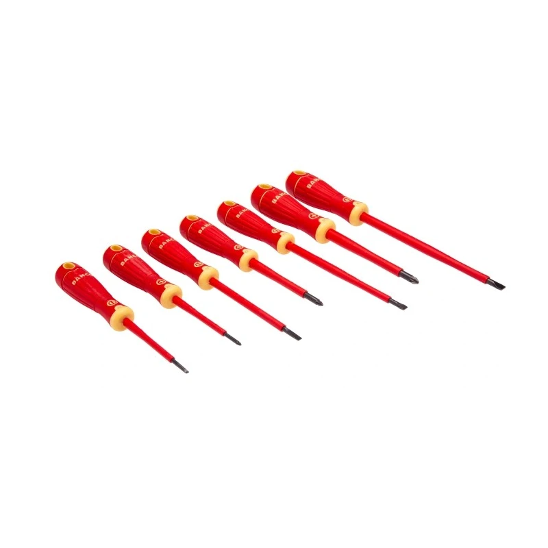 Bahco Pozidriv and Slotted Insulated Screwdriver Set, 7-Piece, IEC 60900 Compliant, 1000V Rated B220.017