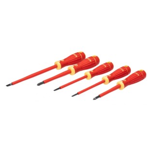 Bahco Pozidriv and Slotted Insulated Screwdriver Set, 5-Piece, IEC 60900 VDE Approved, Spain B220.015