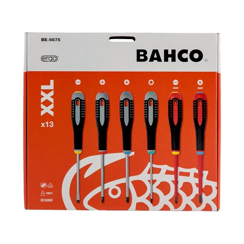 Bahco Phillips, Pozidriv, Slotted, Torx Standard Screwdriver Set 13-Piece BE-9875