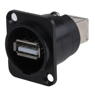 RS PRO USB Connector Straight Panel Female 1 Port USB Type A to B USB 2.0 124-6392