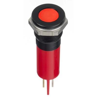 RS PRO Red Panel Mount Indicator 12V DC 20mA Flush Bezel IP67 Solder Lug Termination 124-6398