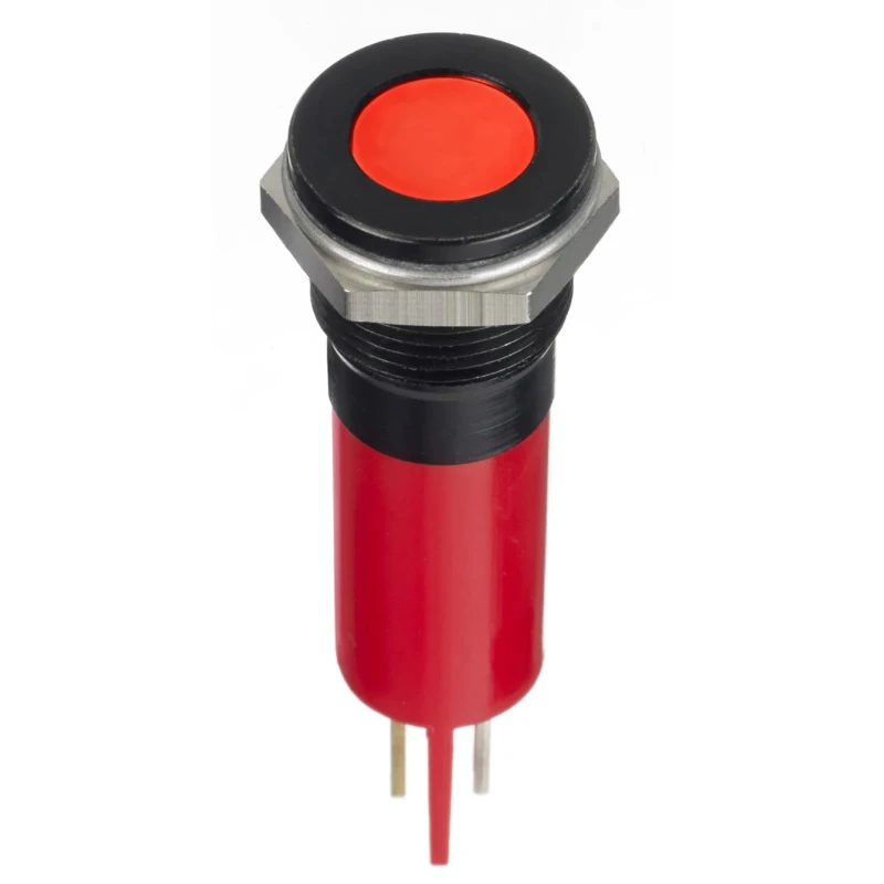 RS PRO Red Panel Mount Indicator 12V DC 20mA Flush Bezel IP67 Solder Lug Termination 124-6398