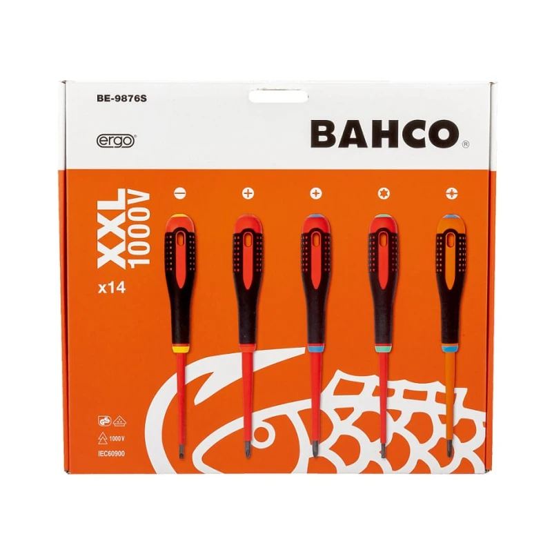 Bahco Insulated Phillips, Pozidriv, Slotted, Torx Screwdriver Set 14-Piece VDE Approved Spain BE-9876S