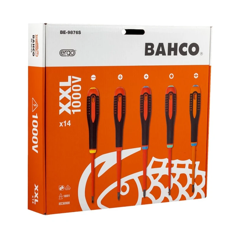 Bahco Insulated Phillips, Pozidriv, Slotted, Torx Screwdriver Set 14-Piece VDE Approved Spain BE-9876S