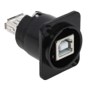 RS PRO Panel Mount Straight Female/Female 2 Port USB Type B to A Connector USB 2.0 124-6393
