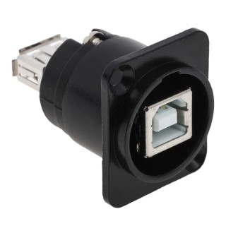 RS PRO Panel Mount Straight Female/Female 2 Port USB Type B to A Connector USB 2.0 124-6393