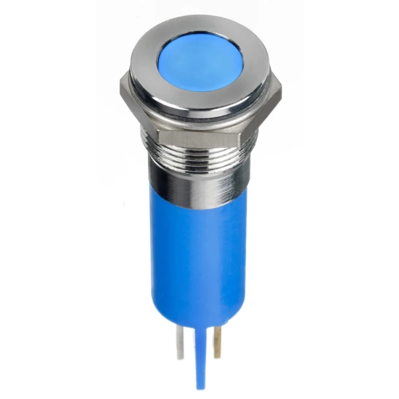 RS PRO Blue Panel Mount Indicator 12V DC 20mA Solder Lug Termination IP67 Flush Bezel 124-6413