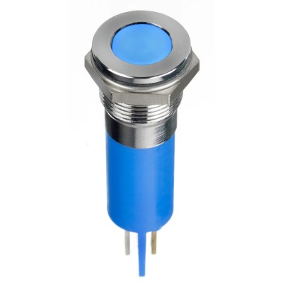 RS PRO Blue Panel Mount Indicator 24V DC 20mA Solder Lug Termination IP67 Flush 124-6414