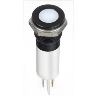RS PRO White Panel Mount Indicator 12V DC 20mA Solder Lug Termination IP67 Flush Bezel 124-6428