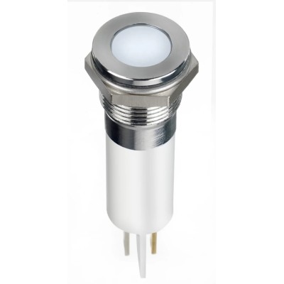 RS PRO White Panel Mount Indicator, 220V AC, 3mA Current, Solder Lug Termination, IP67 Flush Bezel 124-6427
