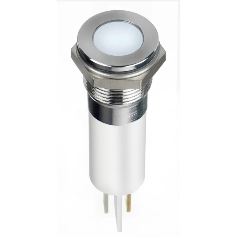 RS PRO White Panel Mount Indicator, 220V AC, 3mA Current, Solder Lug Termination, IP67 Flush Bezel 124-6427