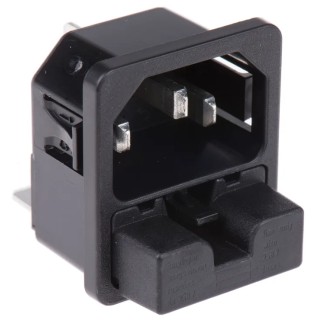 Schurter C14 Straight Snap-in IEC Connector, 250V, 10A, Male, Fuse Size 5 x 20 mm 6220.5315