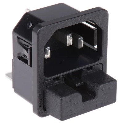 Schurter C14 Straight Snap-in IEC Connector, 250V, 10A, Male, Fuse Size 5 x 20 mm 6220.5315