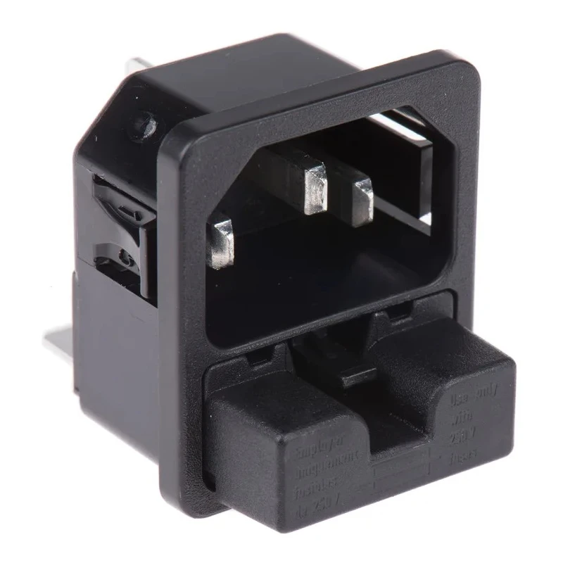 Schurter C14 Straight Snap-in IEC Connector, 250V, 10A, Male, Fuse Size 5 x 20 mm 6220.5315