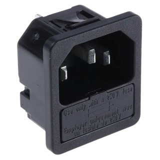 Schurter C14 Straight Snap-in IEC Connector Male 250V 10A Fuse Size 5 x 20 mm 6200.4315