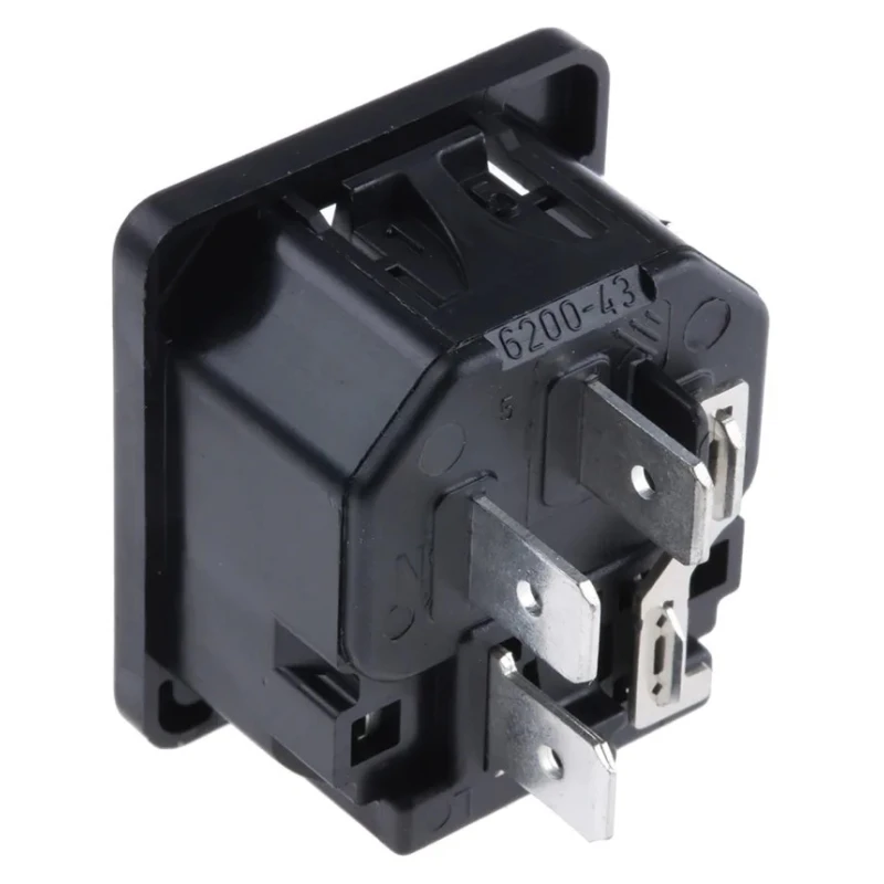 Schurter C14 Straight Snap-in IEC Connector Male 250V 10A Fuse Size 5 x 20 mm 6200.4315