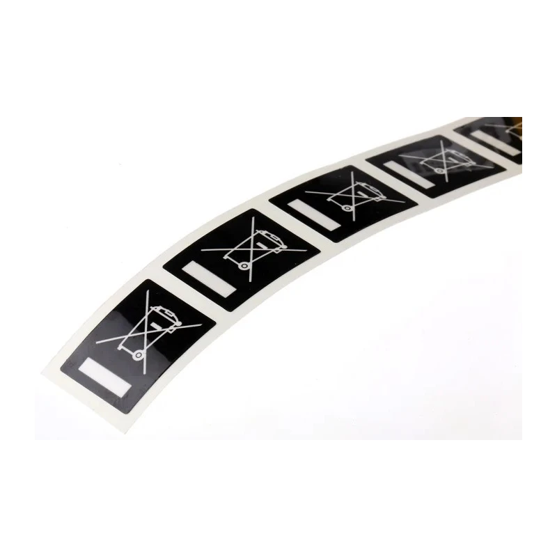 Brady Pre-Printed Adhesive Label, Fixing Type Adhesive, White Text on Black Background, Size 15mm x 20mm, Quantity 805534