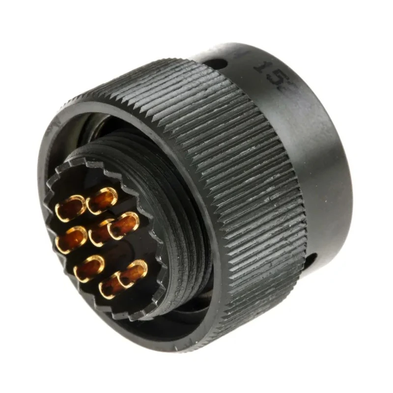 Amphenol Limited MIL Spec Circular Connector 8 Contacts Brass Straight 12 Shell Size Cable Mount, Model 62GB-56T12-08SN