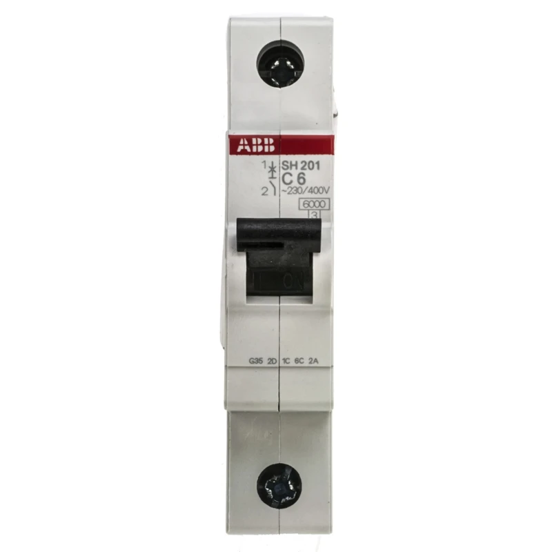 ABB ComPact Home Miniature Circuit Breaker 1-Pole 6A Type C 440V AC 60V DC 6kA Breaking Capacity SH200