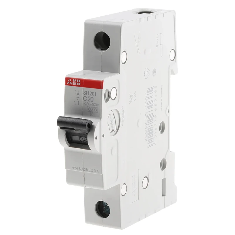 ABB ComPact Home Miniature Circuit Breaker 1-Pole 20A Type C 440V AC 60V DC 6kA Breaking Capacity SH200
