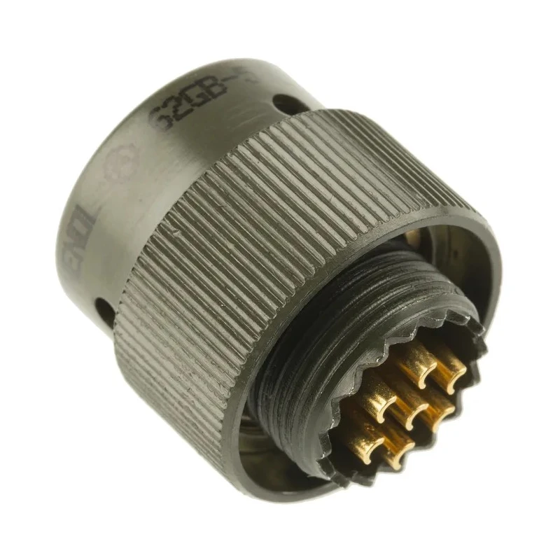 Amphenol Limited Mil Spec Circular Connector 7 Contacts Brass Straight 500, 700V AC 7.5A Shell Size 10 62GB-56T10-07PN