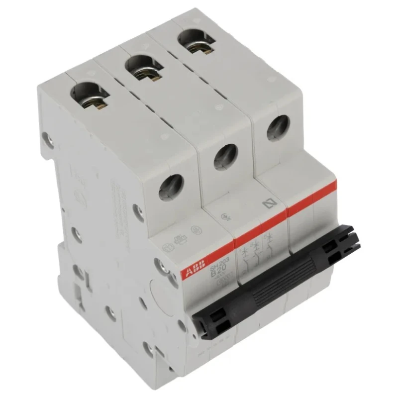 ABB ComPact Home SH200 Miniature Circuit Breaker, 3-Pole, 20A, Type B, 440V AC, 6 kA Breaking Capacity SH200