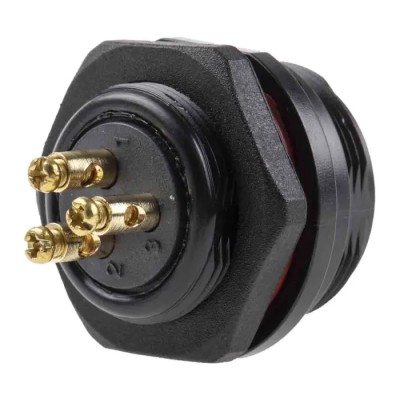 RS PRO Industrial Circular Connector, 3 Contacts, Front Mount Socket, Female, Screw Termination, IP68, 500V, 10A 124-6672